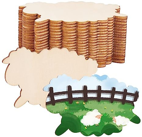 OLYCRAFT 20 Stück unlackierte Holz-Schaf-Blanko-Holzscheiben, 8,9 cm, Schaf-Holzstücke, unlackierte Blanko-Scheiben, natürliche Holzausschnitte für DIY-Projekte, Malerei, Zeichnen, Zuhause, Party,