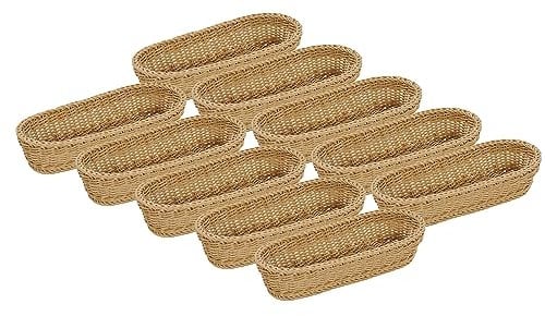 10er SET KESPER 17848 Baguette-Korb 41 x 13,5 x 7 cm, Kunststoffgeflecht/Brotkorb/Obstkorb