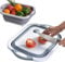 König Design Multifunktionale Faltbares Schneidebrett Mit Colander Containern Lebensmittel Grade Silikon Dish Tub Hackbrett Waschbecken Draining Korb Sieb für Home Kitchen Camping Picknick (Grau)