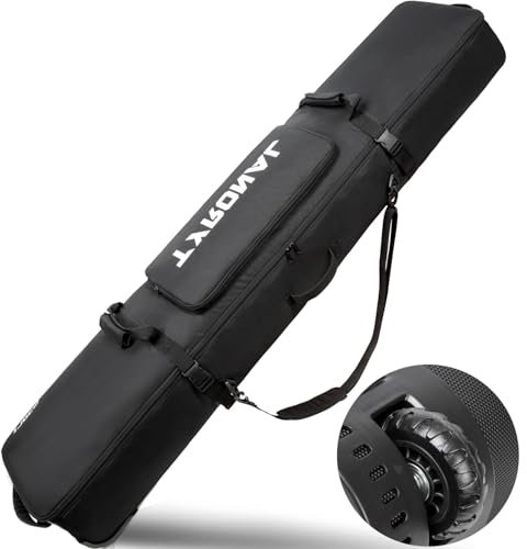 TYRONAL Gepolsterte Snowboardtasche mit Rollen, Reisetasche für Ski, Brillen, Handschuhe und Zubehör (Schwarz, 160 cm)