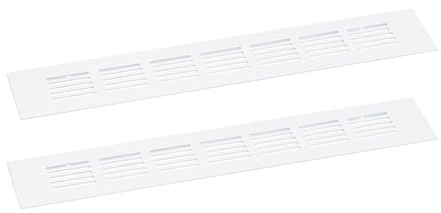 sourcing map Air Vents Cover, 2Pcs 300 x 50mm - Aluminum Alloy Mesh Air Return Vent Cover, Rectangle Louvered Ventilation Grille for Shoe Cabinet Wardrobe (White)