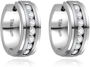 JMFENFA Titan Ohrringe für empfindliche Ohren, Titan Creolen für M?nner Frauen, hypoallergene Titan Ohrringe (7CZ)