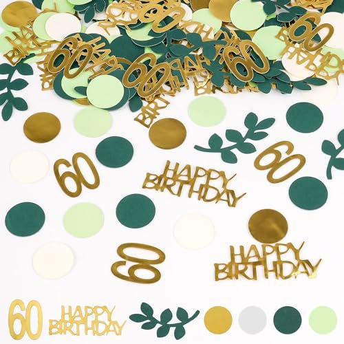 200 Stück Konfetti Geburtstag Tischdeko Geburtstag Grün,Konfetti 60. Geburtstag Deko, Happy Birthday Streudeko Geburtstag Grün Gold, Deko 60 Geburtstag für Geburtstag Party