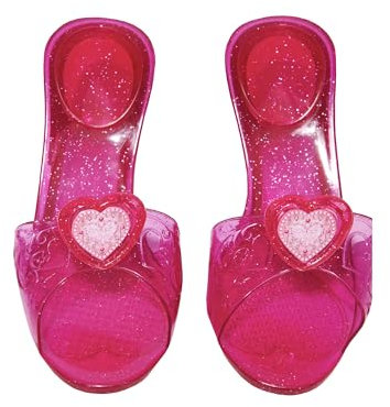 RUBIES - Chaussures de Princesse Roses - Mules Enfants Robe de Princesse - Taille Unique - Souliers Roses à Paillettes et Médaillon Cœur - Pour Déguisement Princesse Carnaval, Anniversaire