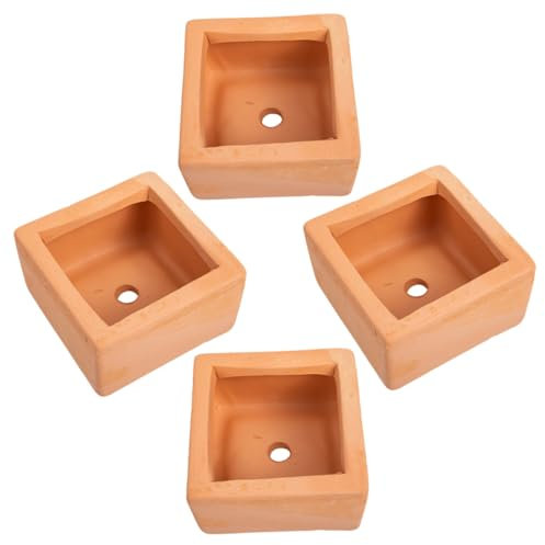 SUPVOX 4piezas Macetas De Arcilla Terracota Miniatura para Plantas Macetas Cuadradas Decorativas para Interiores y Exteriores Diseño Minimalista para Suculentas y Cactus