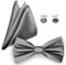Ladeheid Fliege mit Einstecktuch Set Herren inkl. Manschettenknöpfe SETBHC (12cm x 6cm, Grau)
