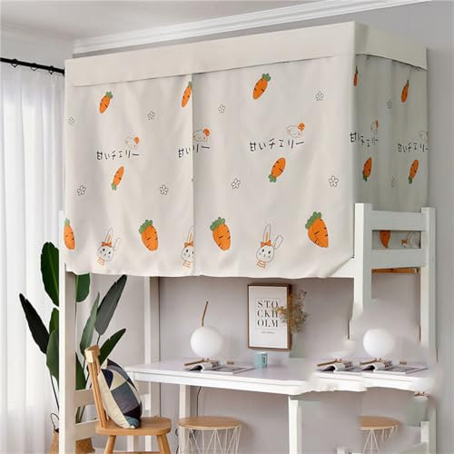 Treer Bettvorhang Hochbett Etagenbett, Blackout Vorhänge Staubdicht Betthimmel Hochbett Etagenbett Kinder Bettzelt Schlafsaal Bettvorhänge für Kinderzimmer (Orange Karotte,1.5x2M)