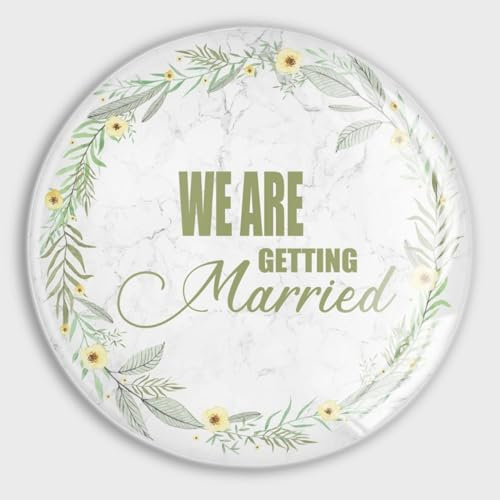 luckluccy We Are Getting Married Kühlschrankmagnete, magnetisches Whiteboard für Kühlschrank, grüner Blumenkranz, Glas, niedliche Magnete, Wörter, Buchstaben, Glas, Kühlschrankmagnete für Zuhause,
