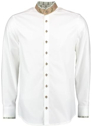 Gipfelstürmer Herren Stehkragenhemd 420002-4119 weiß-Marine S