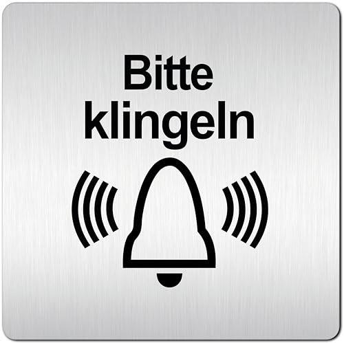 Türschilder24 XXL Schild - Türschild • 125 x 125 mm • Bitte klingeln • 1,5 mm Aluminium Vollmaterial • 100% Made in Germany (Bitte klingeln)
