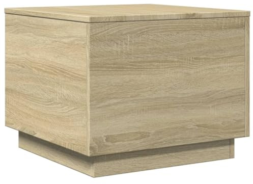 vidaXL Couchtisch mit LED-Leuchten Sonoma-Eiche 50x50x40 cm