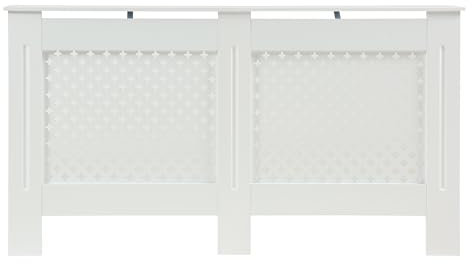 Panana Classic Radiator Cover Wall Cabinet, MDF Wood Cabinet Shelf Heating Covers for Living Room, Hallway,White Diamond Style (Large)