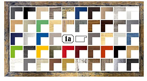 Multicolore Bilderrahmen Posterrahmen Puzzlerahmen 38x98 cm Blaugold Meliert 98x38 cm mit weisser Rückwand und klarem Acrylglas
