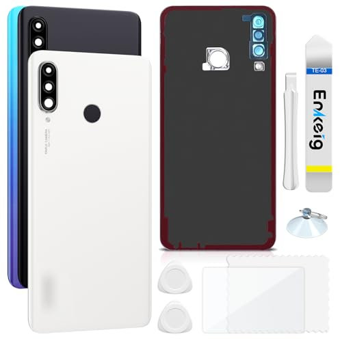 Enkeig Vitre arrière Remplacement pour Huawei P30 Lite Couvercle Batterie avec Kit Réparation (Blanc)