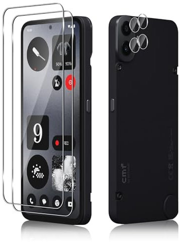 Haofun 2 Piezas Protector de Pantalla para Nothing CMF Phone 1 con 2 Piezas Protector de Lente de Cámara, Ultra HD Cristal Templado, 0.33MM Dureza 9H Vidrio Templado, Anti Arañazos, Sin Burbujas