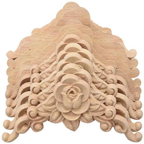 TOBEOME 10PCS Floral geschnitzt Decal Corner Applique verzieren Rahmen Holzfiguren Kabinett dekorative