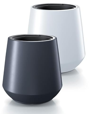 magubo Pflanzkübel Groß Außen - Blumentopf Mit Einsatz, Blumenkübel Aus Kunststoff, Blumentopf Groß Draussen, Übertopf, Blumentopf Groß für Garten und Balkon (MDPHET, ⌀44 cm Anthrazit)