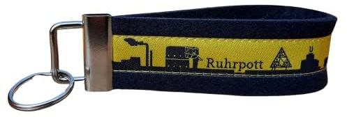 Schlüsselanhänger Schlüsselband Wollfilz schwarz Webband Ruhrpott Skyline schwarz gelb Geschenk!!