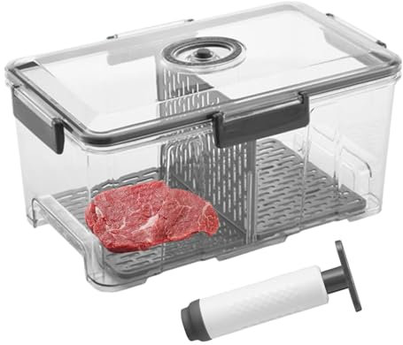 Récipient alimentaire hermétique sous vide avec pompe - Récipient de stockage portable transparent avec minuteur - Passe au micro-ondes - Pour marinades de poisson et stockage