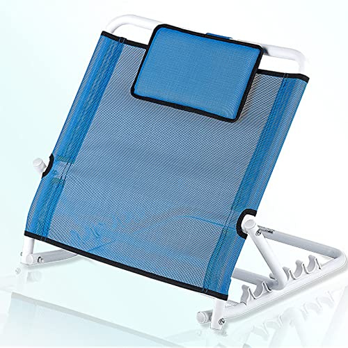Comfy Backrest, 55cm Wide Adjustable Fabric Bed Back Rest Bed Support for Read, Eat, Watch TV In Bed, for Eldery, Disabled, Injured, Includes Head Pillow, Blue