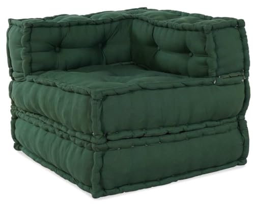vidaXL Pouf Modular Grün 70x70x54 cm Stoff, Sofa, Sitzpouf, Schlafsofa, modulares Sofa, Sitzpuff, Palettenkissen, Stoffsofa, Bodensofa, Couch, Ecksofa