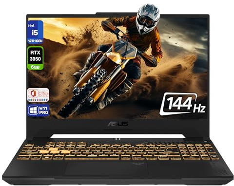 ASUS TUF F15 Gaming Laptop, Intel i5-12500H, 32 GB DDR4 RAM, 1 TB PCle SSD, 15.6 FHD (1920x1080) 144Hz Display, Nvidia G-Force RTX 3050, 1-Zone RGB Keyboard, W11 Pro, Office, Mecha Gray