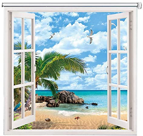 Rollos für Strand und Meer, 3D-Thermoisolierung, Rollos für Schlafzimmer, Wohnzimmer, Küche, Büro, gemustertes Tuch