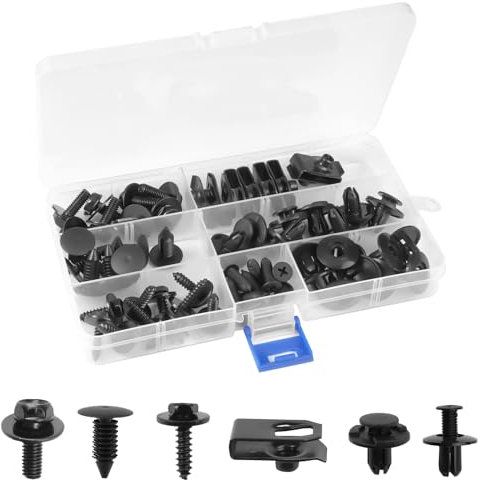 60 Pièces U Clips et des Vis Kit, Écrou et Clip Vis de Garde-Boue Automobile, Clips de Fixation Clips Carrosserie, Vis Carrosserie Voiture pour Pare-chocs, Châssis, Panneaux de Porte (noir)