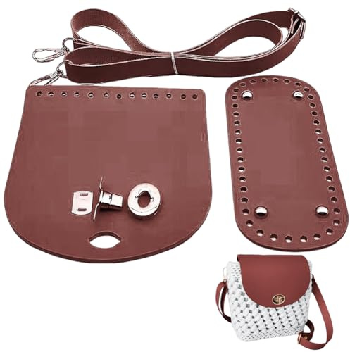 CALFOVERA Oval Handtaschenbodenformer Pad Verstellbarer Schultergurt Klappenabdeckung 3 Stück PU Leder Taschenboden Strickset Zubehör Für Handtasche Geldbörse Rucksack Crossbody Tasche Ersatz Beige