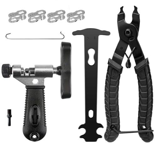 slothbyte Kettennieter Fahrrad, Kettenlehre, Fahrradketten Nietwerkzeug und Kettenschloss Zange,4 Paar Fahrradketten Nieten,Fahrradkette Reparatur Set für 6-12 Fach Fahrradkette Werkzeug Set