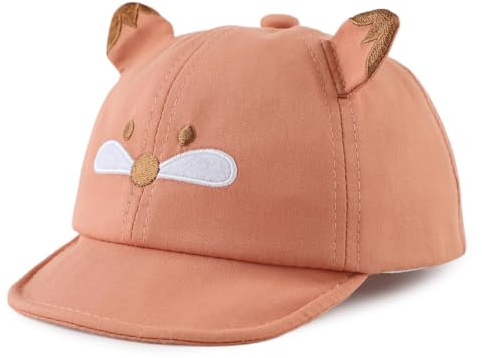 LUVCES Kleinkind Baby Baseballmütze Tierdrucke UV Schutz Baseballkappe Säugling Jungen Mädchen Strandkappe Sommer Kinder Sonnenhut 3-18 Monate Karamell Fuchs