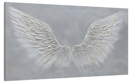 Angel Feather Wings Canvas Wall Art - Large Abstract Modern Minimalist Artwork 48x24inch 120x60cm (Horizontal) / 1.25inch 3.175cm