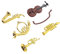 1 Satz Mini Violin Ornament Teiliges Puppenhaus Zubehör mit Mini Violine Saxophon und Trompete Realistische Musikinstrumente für Dekoration