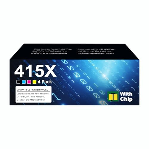 415X Tonerkartusche Multipack für HP Color Laserjet Pro MFP M479dw M479fdw M454dw M454dn M479fdn M479fnw W2030X W2030A Schwarz Cyan Gelb Magenta (4 Packung)