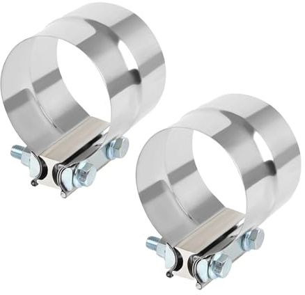 Densieg 2 Pieces Diameter 88-92 mm (3.5 Inch) Stainless Steel Exhaust Clamp Pipe Connector - Universal Exhaust System Connection Clamp for Car, Rustproof