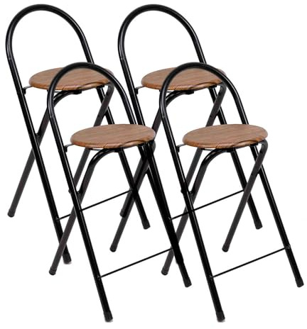 THE SECRET HOME Pack de 4 Taburetes Plegables Madera Oscura/Negro