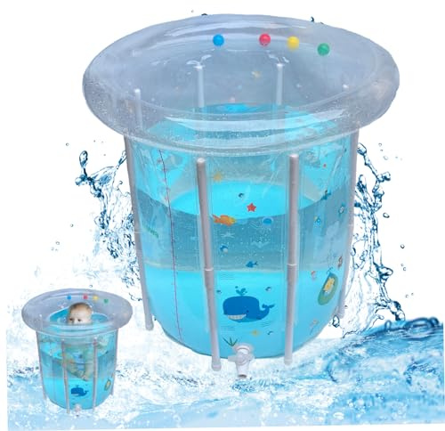 Kiddie Pool 29, 5x31, 5 pouces Piscine gonflable pour bébé Modèle de dessin animé Bébé nageant avec drainage Transparent scellé PVC Refroidissement pour les tout-petits pour les journées chaudes...