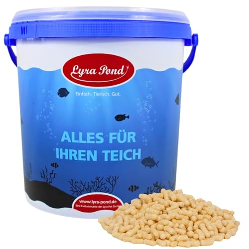 Lyra Pond® 10 L (0,85 kg) Pond Sticks Fischfutter Teichfutter in Eimer | Schwimmendes Fischfutter - Leicht verdauliches Teichfutter durch Weizenkeime - Artgerechte Zusammensetzung für Fische