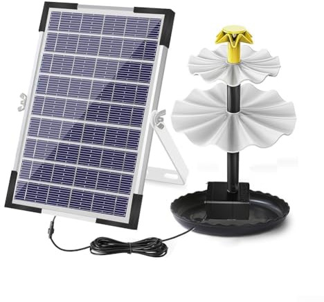 6W Solar Water Pump with 1500mAh Battery 9 Nozzles Solar Pond Fountains Water Features for Bird Bath, Fish Ponds, Pool, Waterfall(No light)