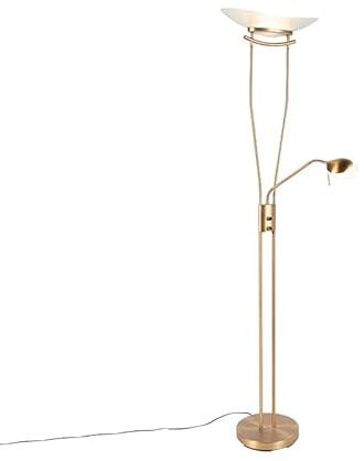 QAZQA - Moderne Stehleuchte I Stehlampe I Standleuchte I Lampe I Leuchte Bronze inkl. LED und Dimmer - Lexus Dimmer I Dimmbar I Wohnzimmer I Schlafzimmer I Deckenfluter - Stahl Länglich - I (nicht aus