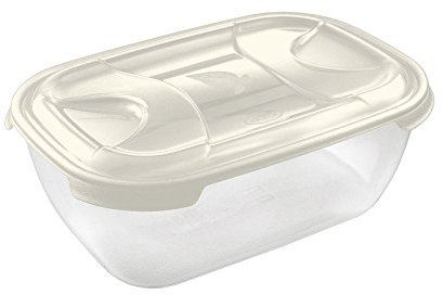 Tontarelli Contenitore Rettangolare Grande per Alimenti Nuvola Frigo Box da 3L, Colore Panna, Resina, Bianco, 3 lt