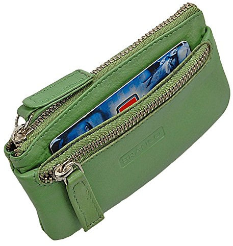 GoBago Branco Schlüsseltasche Leder Schlüsseletui Schlüsselmappe Auto Etui Tasche (Grün)