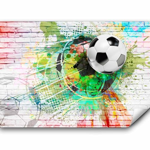 murando - Papier peint panoramique inspirant 350x256 cm - Revêtement mural décoration salon - Design moderne - Jaune vert rouge - Coloré brique football sport texture fond adolescent i-B-0044-a-a