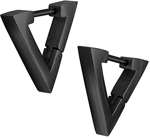 Soul-Cats Damen-Ohrringe Dreiecke Edelstahl, Farbe: Schwarz