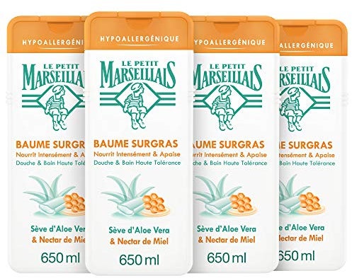 Le Petit Marseillais Badedusche, hypoallergen, Aloe Vera Nectar Honig, 650 ml, 4 Stück