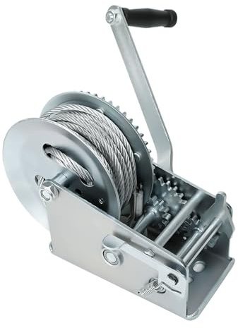 BLACKHORSE-RACING Cabrestante Manual de 3500 Libras con Cable de 33 pies, cabrestante Manual de manivela de Acero endurecido de 2 Engranajes para ATV, RV, Barco, Remolque, camión, cabrestante Marino,