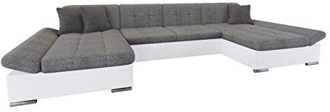 Mirjan24 Ecksofa Alia mit Regulierbare Armlehnen, 2 Bettkasten und Schlaffunktion, U-Form Eckcouch vom Hersteller, Sofa Couch Wohnlandschaft (Soft 017 + Lux 05 + Lux 06)