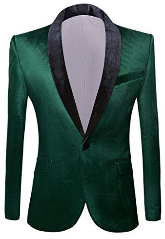 PYJTRL Herren-Blazer aus Samt, schmale Passform