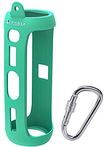LTGEM Silicone Carrying Travel Case Compatible with JBL FLIP 5 Waterproof Portable Speaker with Extra Carabiner - Teal