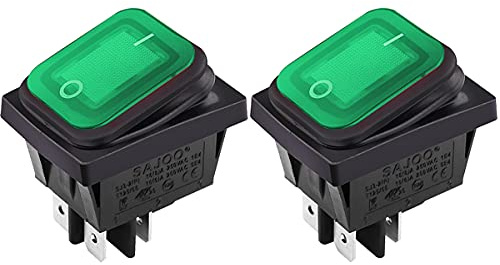 Clyxgs Interruttore a bilanciere da barca impermeabile con spia luminosa 2 posizioni on/off AC 16 a/250 V 20 a/125 V 2 pezzi